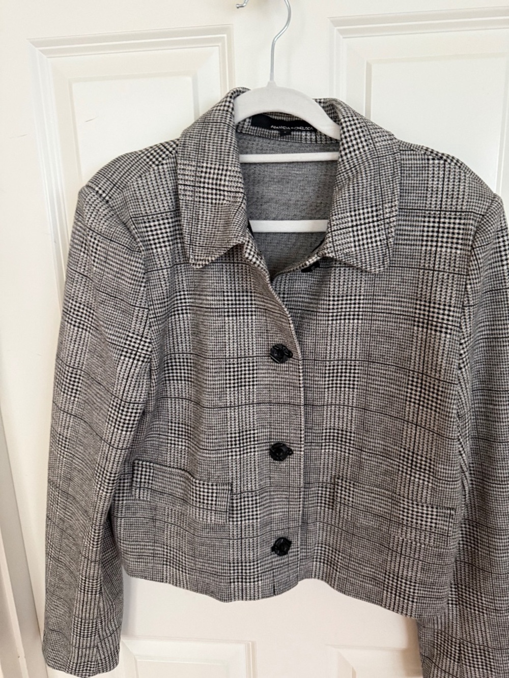 amanda+chelsea L jacket poly/cotton black/white check cropped